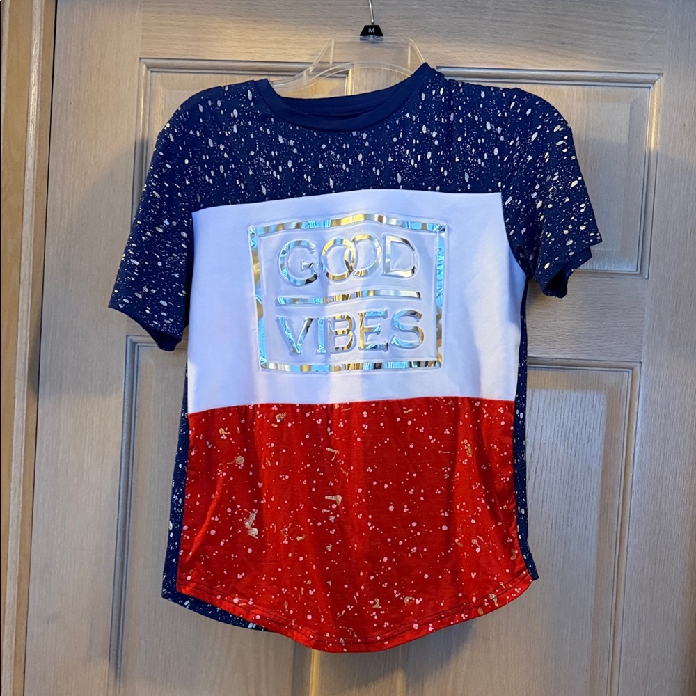 Kids Blue and Red 'Good Vibes' T-Shirt